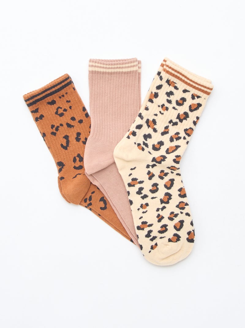 Calcetines de canalé con diseño fantasía Marron - Kiabi