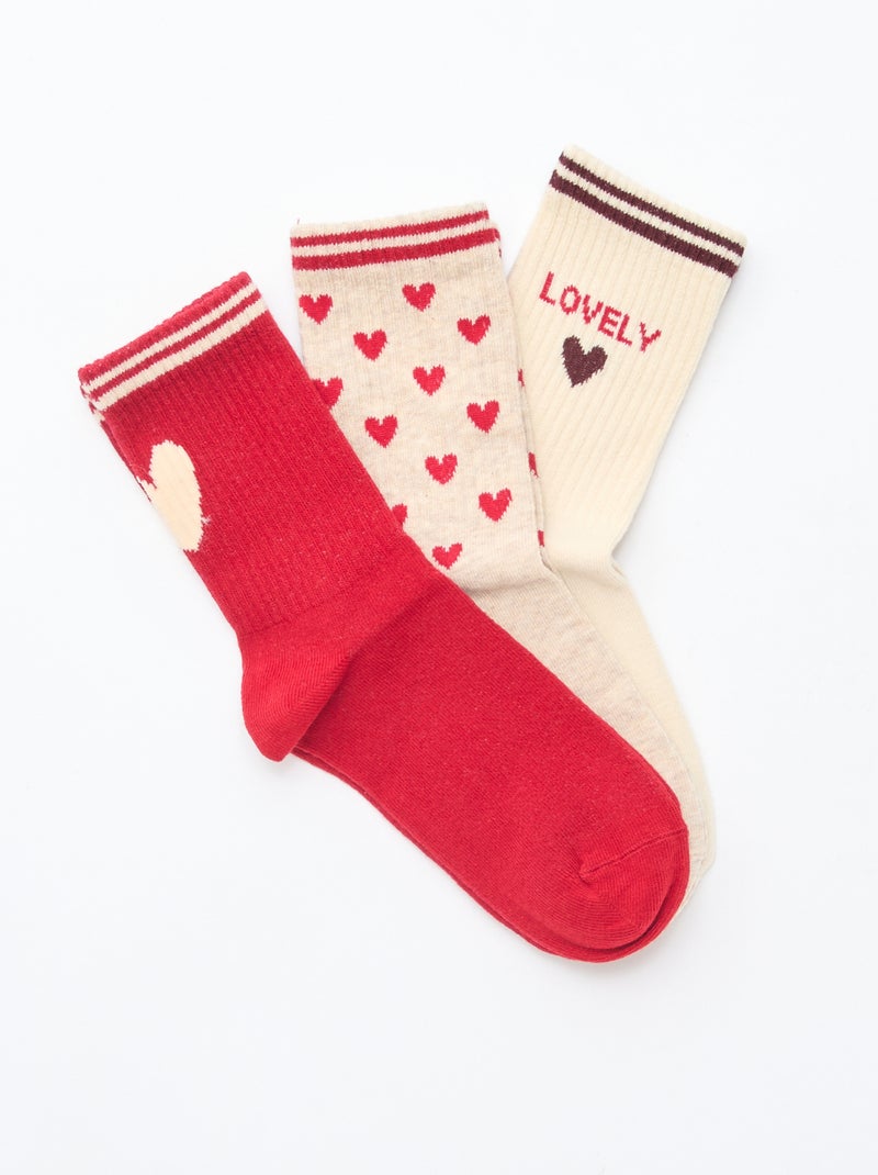 Calcetines de canalé con diseño Rojo - Kiabi