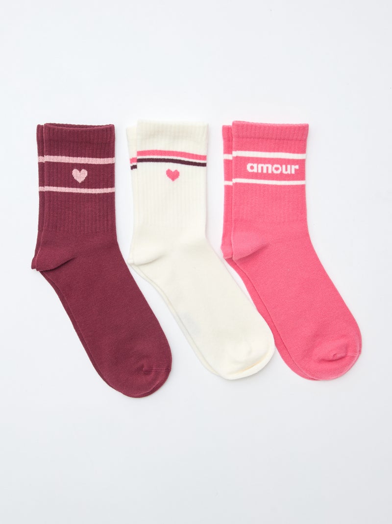 Calcetines de canalé con diseño Rojo - Kiabi