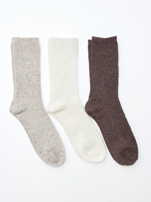 Calcetines de canalé de caña alta - Kiabi