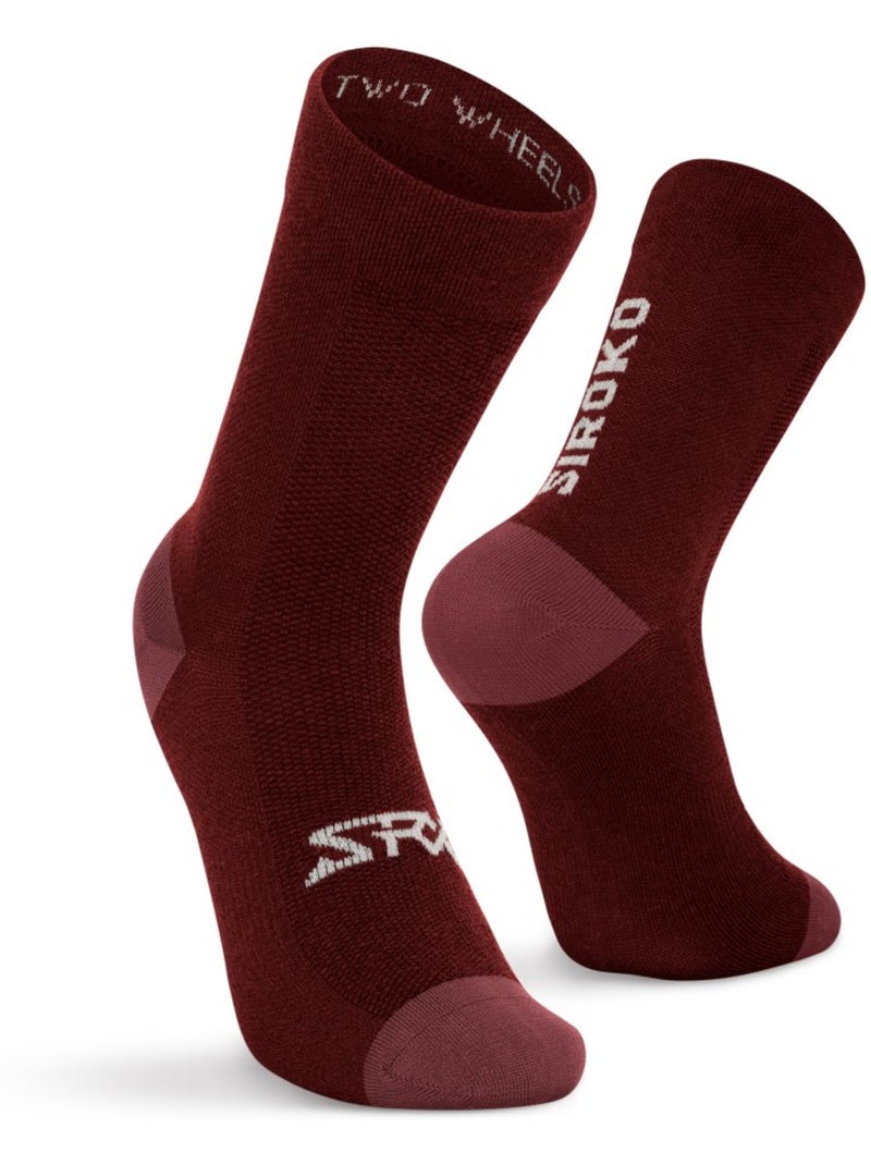 Calcetines de ciclismo con lana merino ciclismo hombre y mujer srx aravis Rojo - Kiabi