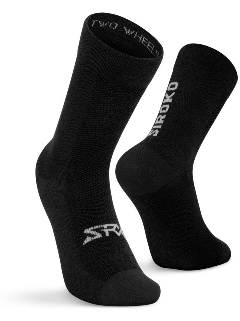Calcetines de ciclismo con lana merino ciclismo hombre y mujer srx grappa Negro - Kiabi