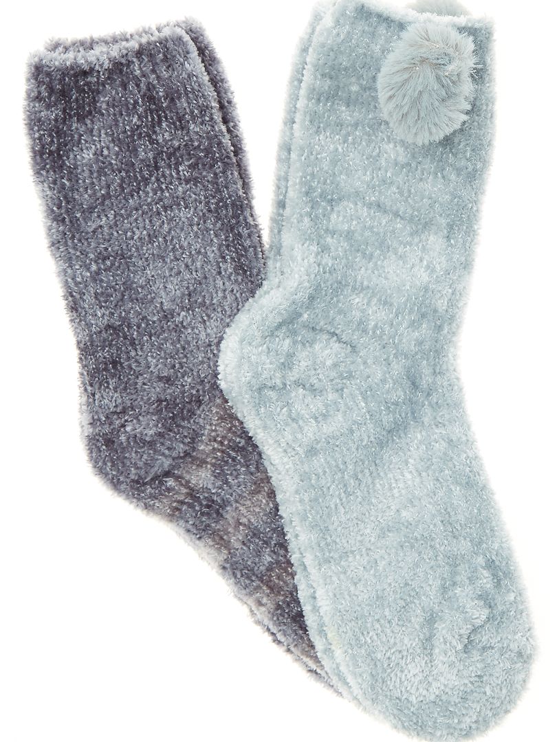 Calcetines de fantasía de tejido polar azul - Kiabi