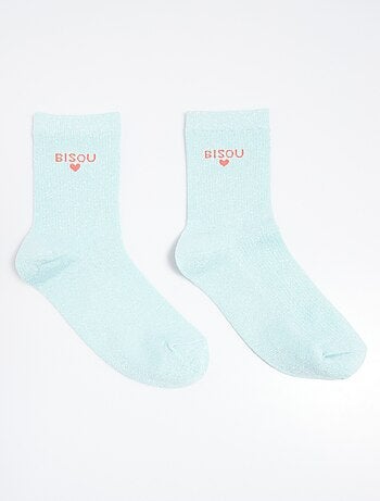 Calcetines de hilo metalizado con mensaje KISS - AFIBEL