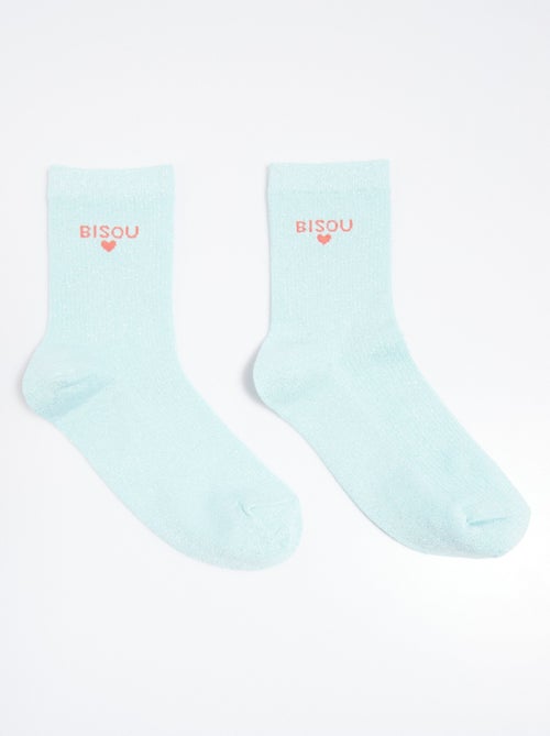 Calcetines de hilo metalizado con mensaje KISS - AFIBEL - Kiabi