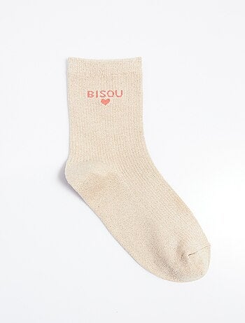 Calcetines de hilo metalizado con mensaje KISS - AFIBEL