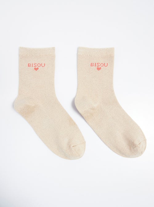 Calcetines de hilo metalizado con mensaje KISS - AFIBEL - Kiabi
