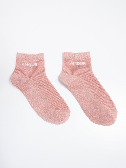 Calcetines de hilo metalizado, mensaje LOVE - AFIBEL - Kiabi
