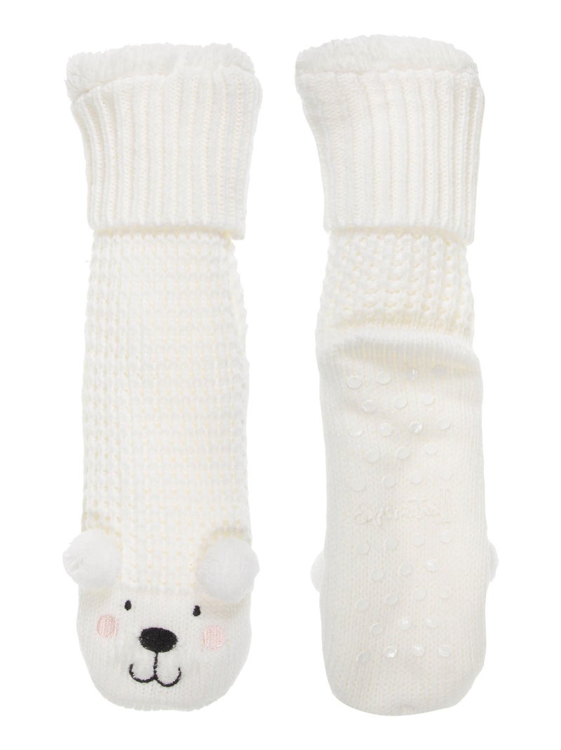 Calcetines de interior cómodos, suaves y agradables - tela antideslizante - mujer Isotoner Blanco - Kiabi