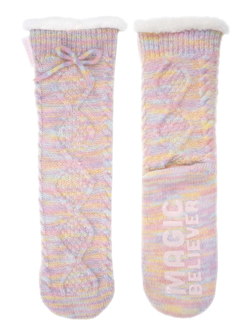 Calcetines de interior forrado, antideslizante mujer Isotoner Rosa pastel/Rosa claro/Blanco/Amarillo pastel - Kiabi