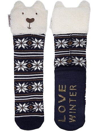 Calcetines de interior malla, forro de sherpa, antideslizante mujer Isotoner