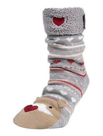 Calcetines de interior malla, forro de sherpa, antideslizante mujer Isotoner