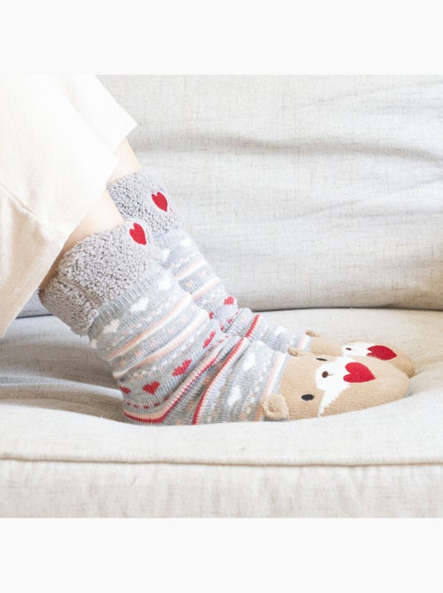 Calcetines de interior malla, forro de sherpa, antideslizante mujer Isotoner - Kiabi
