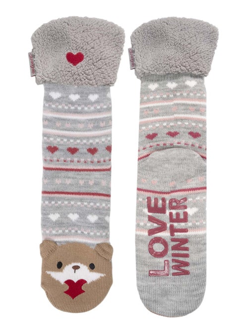 Calcetines de interior malla, forro de sherpa, antideslizante mujer Isotoner - Kiabi