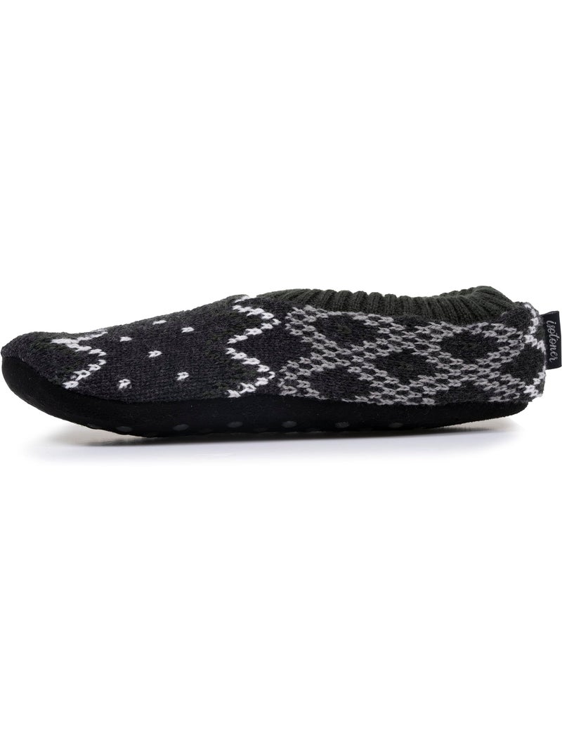 Calcetines de interior Malla rellena - Suela de ante con tacos antideslizantes hombre Isotoner Gris blanco - Kiabi