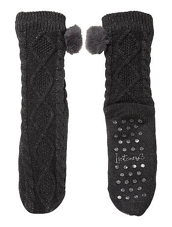 Calcetines de interior Malla trenzada de lúrex - Puntos antideslizantes mujer Isotoner
