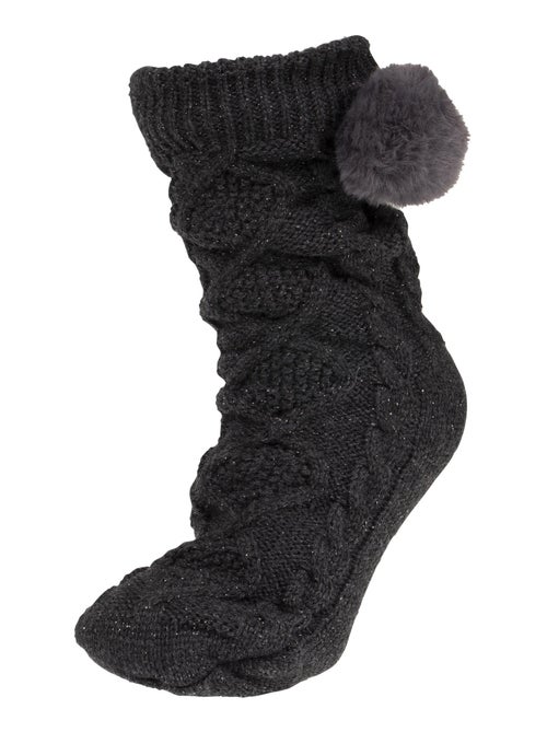 Calcetines de interior Malla trenzada de lúrex - Puntos antideslizantes mujer Isotoner - Kiabi