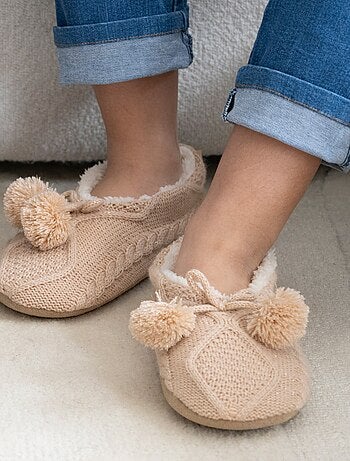 Calcetines de interior suelas de ante ultra cómodas con tacos antideslizantes mujer Isotoner