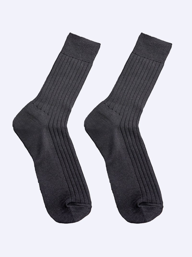 Calcetines de lana hasta media pantorrilla con interior de algodón - paquete de 2 pares - AFIBEL Gris antracita - Kiabi