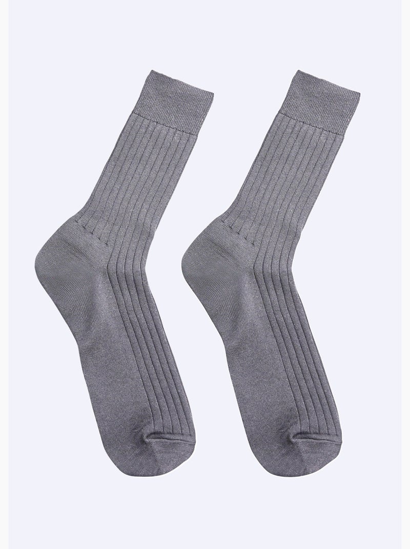 Calcetines de lana hasta media pantorrilla con interior de algodón - paquete de 2 pares - AFIBEL Gris - Kiabi