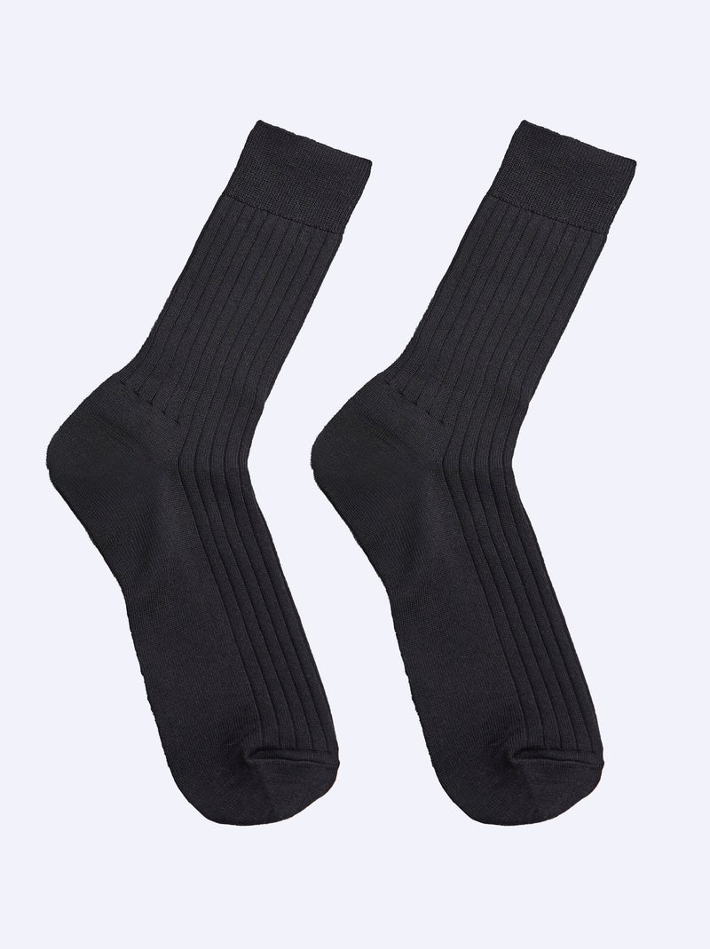 Calcetines de lana hasta media pantorrilla con interior de algodón - paquete de 2 pares - AFIBEL Negro - Kiabi