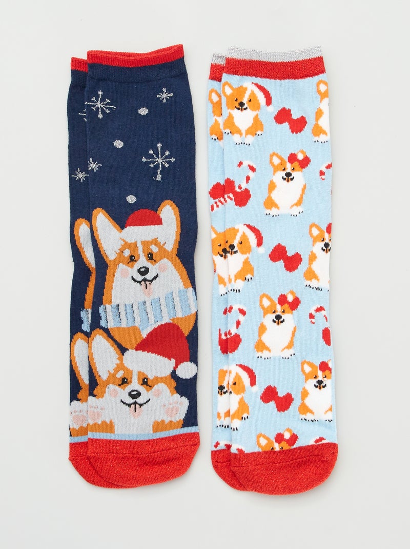 Calcetines de Navidad - Pack de 2 AZUL - Kiabi