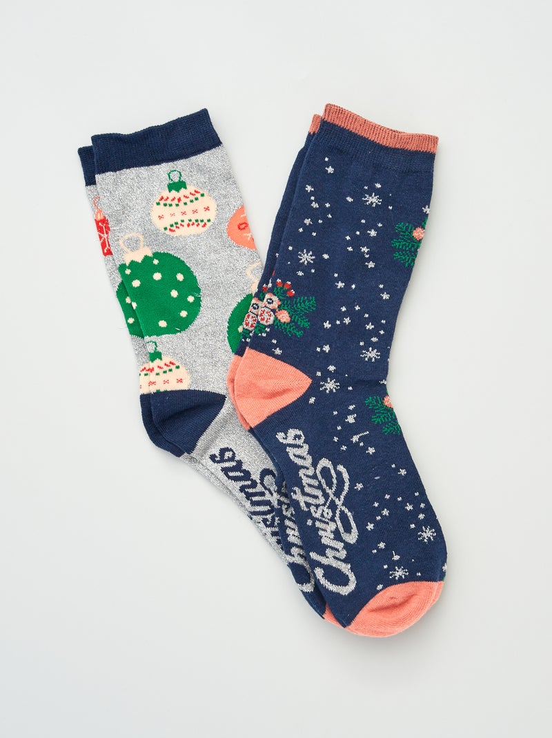 Calcetines de Navidad - Pack de 2 AZUL - Kiabi