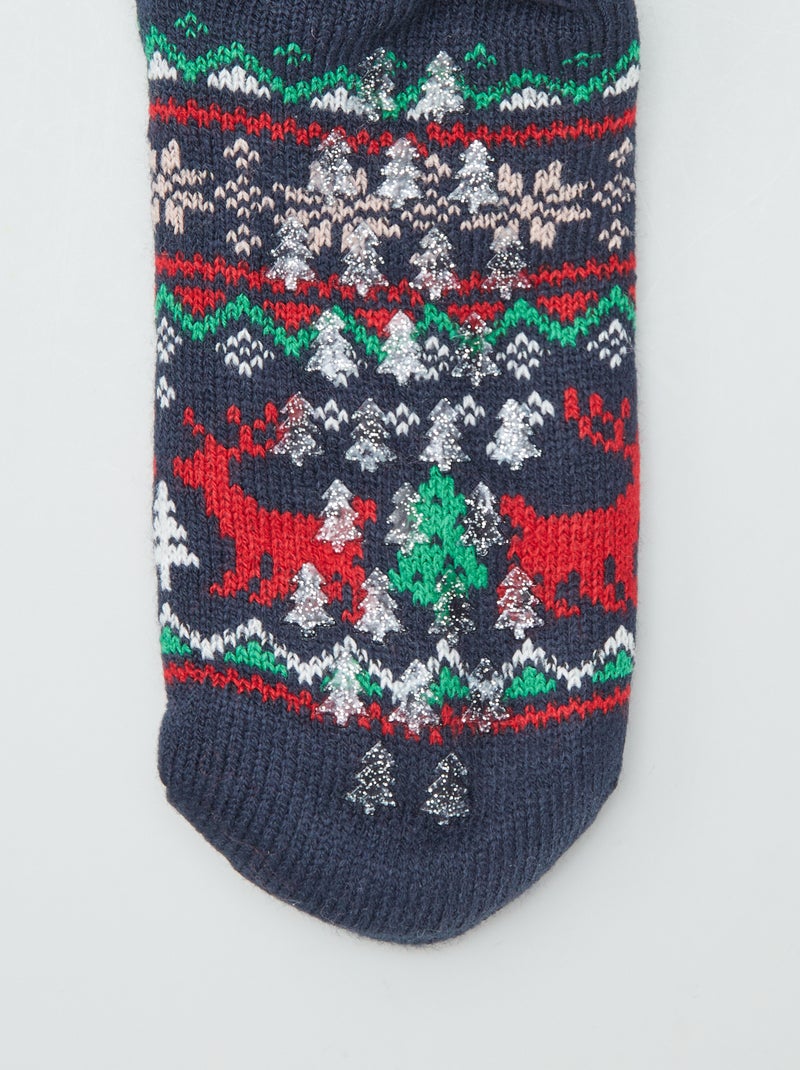 Calcetines de Navidad antideslizantes forrados AZUL - Kiabi