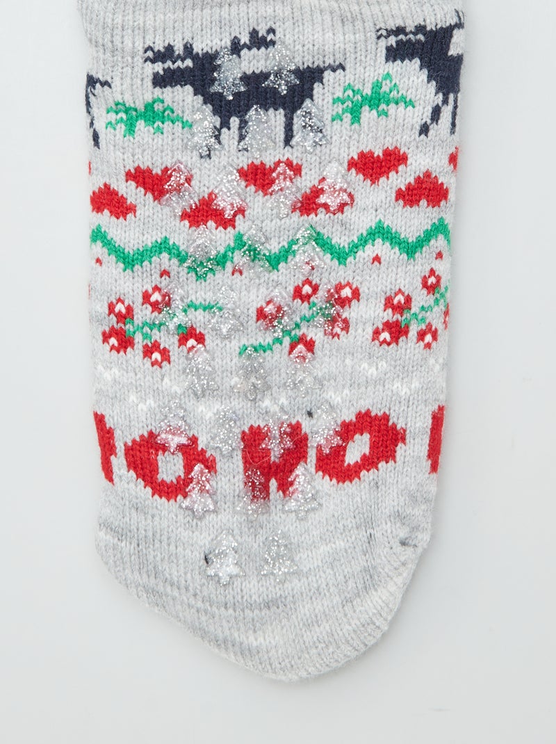 Calcetines de Navidad antideslizantes forrados GRIS - Kiabi