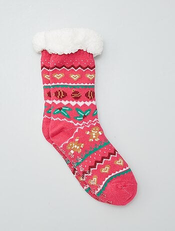 Calcetines de Navidad antideslizantes forrados