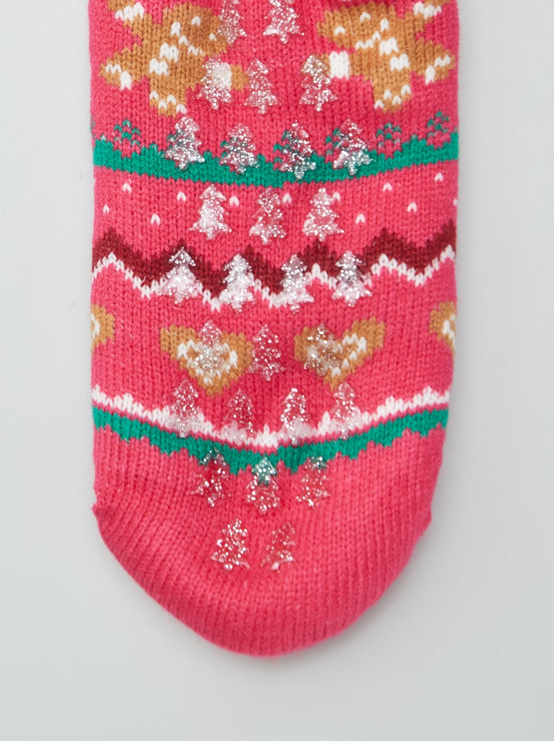 Calcetines de Navidad antideslizantes forrados ROSA - Kiabi