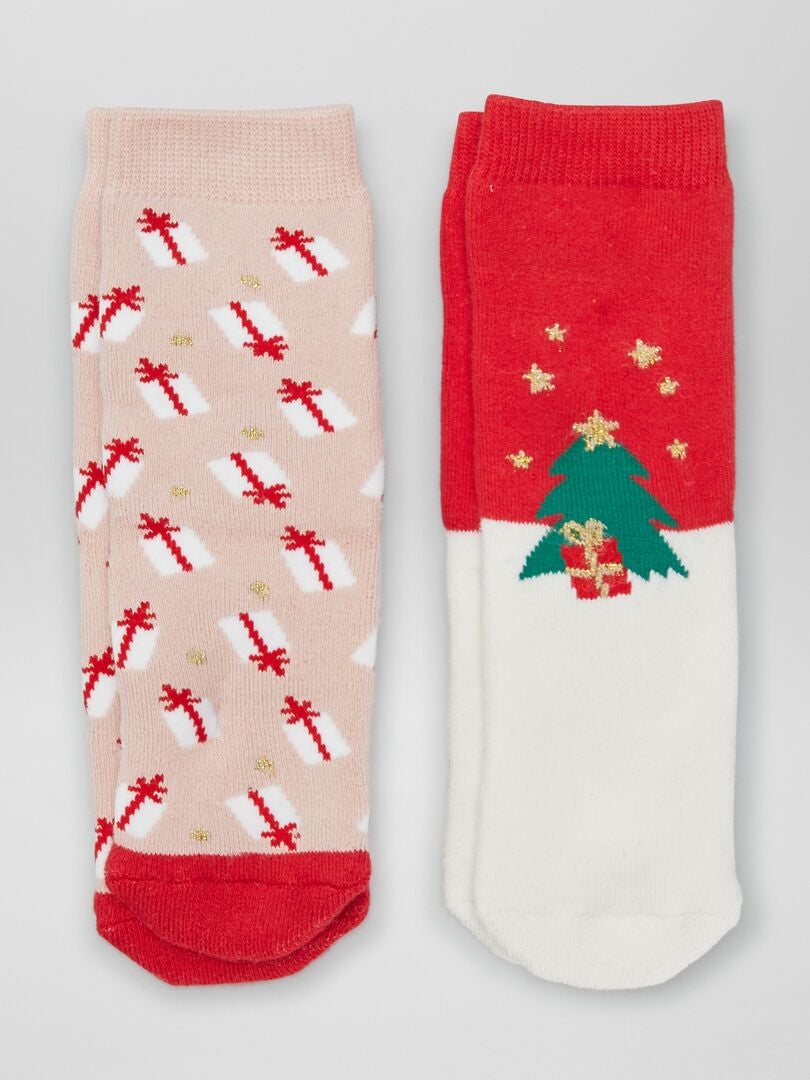 Calcetines de Navidad con estampado de 'árboles de Navidad' y 'regalos' - Pack de 2 ROJO - Kiabi