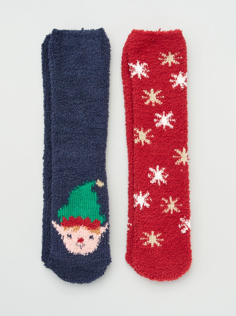 Calcetines de Navidad de borreguito - Pack de 2 AZUL - Kiabi