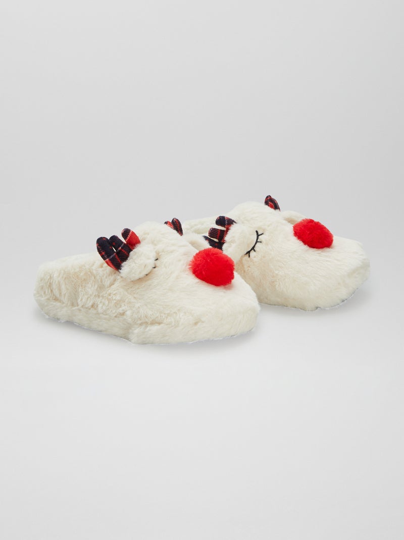 Calcetines de Navidad de borreguito BEIGE - Kiabi