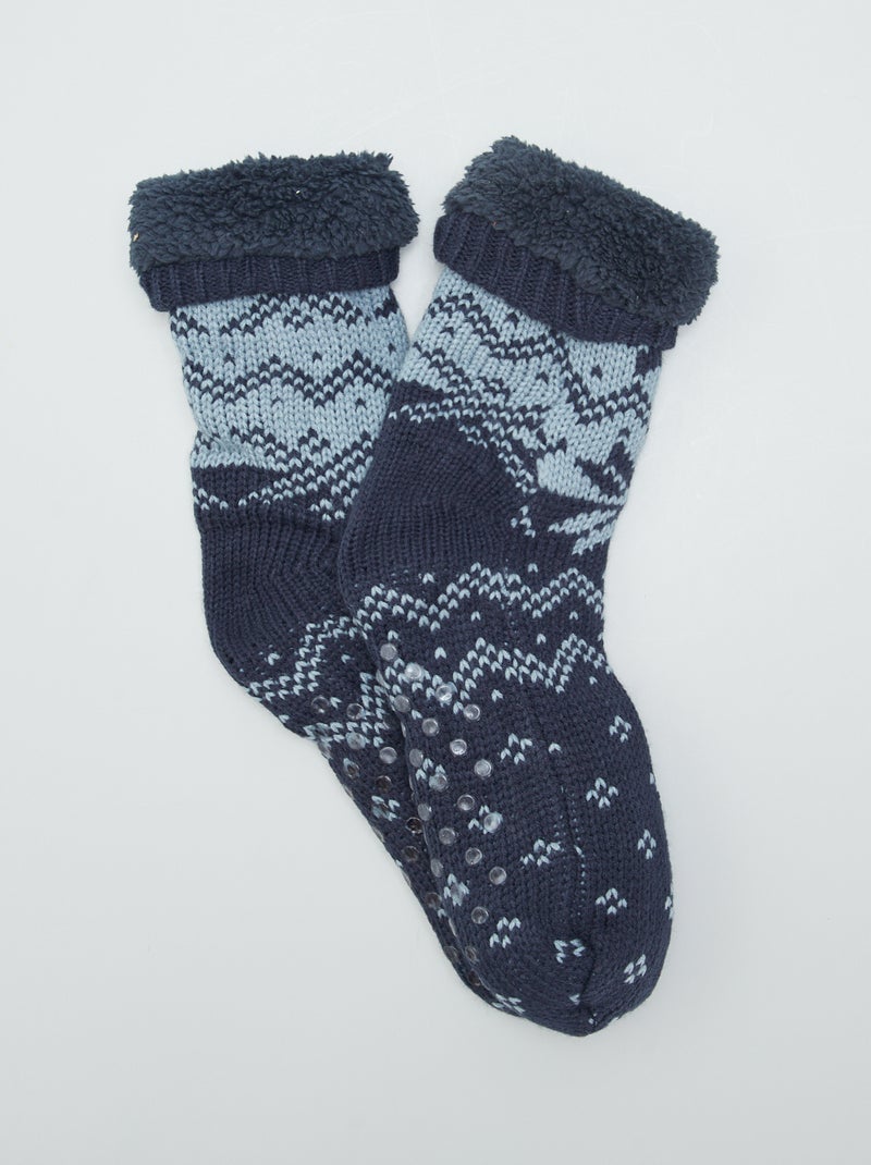 Calcetines de pelo con estampado de jacquard AZUL - Kiabi