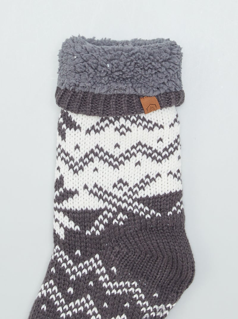Calcetines de pelo con estampado de jacquard GRIS - Kiabi