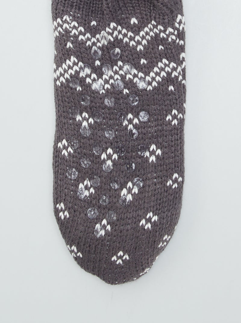 Calcetines de pelo con estampado de jacquard GRIS - Kiabi