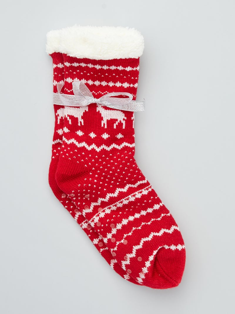 Calcetines de punto de fantasía ROJO - Kiabi