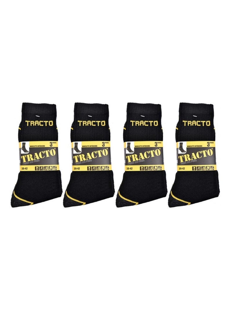 Calcetines de Trabajo TRACTO Calidad Pro - Pack de 12 Negro - Kiabi