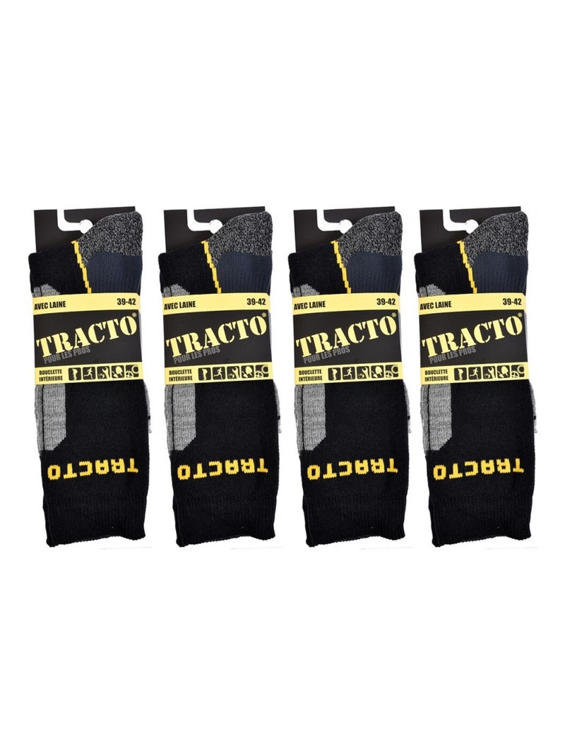 Calcetines de Trabajo TRACTO Calidad Pro - Pack de 4 Negro Amarillo Gris - Kiabi