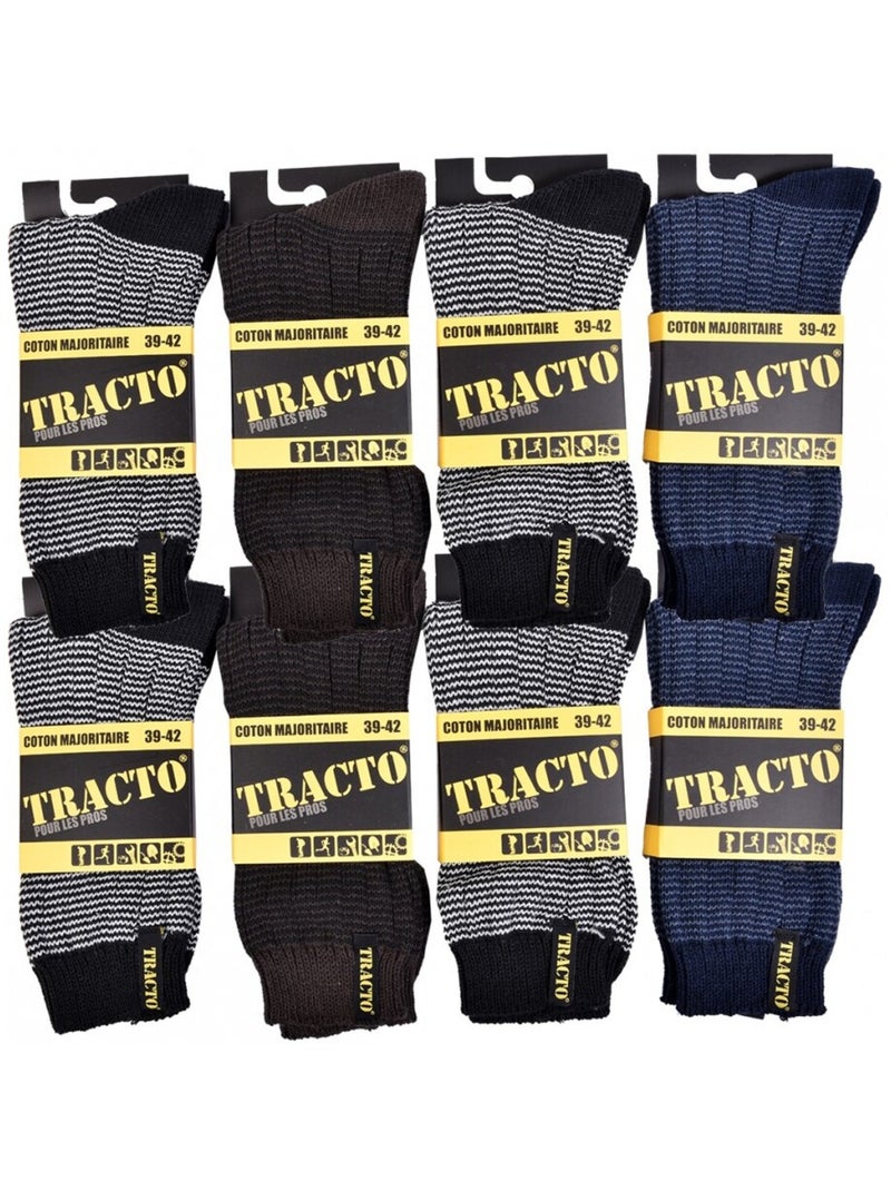 Calcetines de Trabajo TRACTO Calidad Pro - Pack de 8 Negro Multicolor - Kiabi