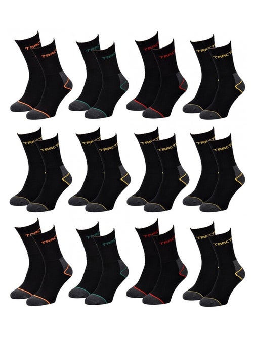 Calcetines de Trabajo TRACTO para Hombre Resistencia y Calidad Pro - Pack de 12 - Kiabi