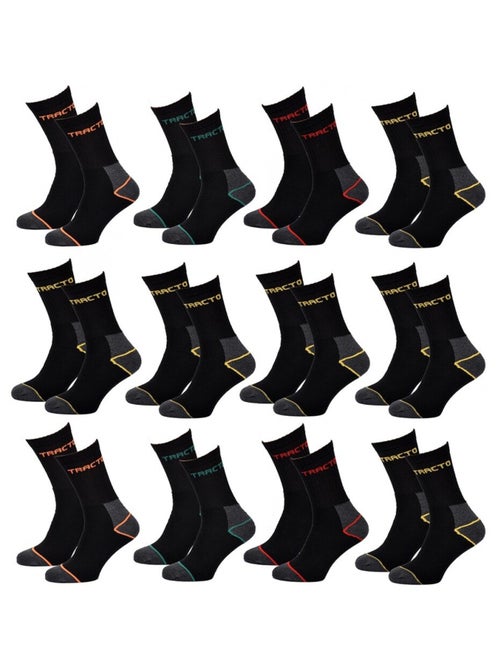 Calcetines de Trabajo TRACTO para Hombre Resistencia y Calidad Pro - Pack de 12 - Kiabi