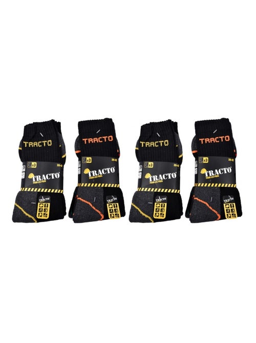 Calcetines de Trabajo TRACTO para Hombre Resistencia y Calidad Pro - Pack de 12 - Kiabi