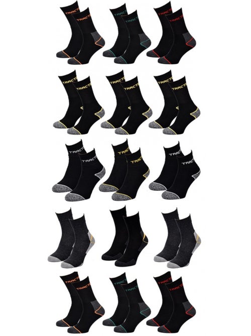 Calcetines de Trabajo TRACTO para Hombre Resistencia y Calidad Pro - Pack de 12 - Kiabi