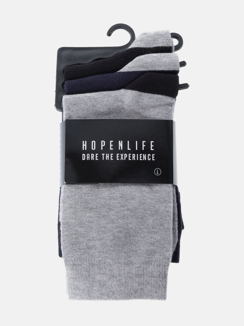 Calcetines estampados, paquete de 3 pares Negro Azul Gris - Kiabi