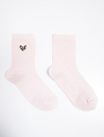 Calcetines finos de canalé con estampado de corazón de leopardo - AFIBEL