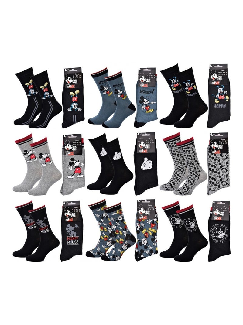 Calcetines Hombre DISNEY MICKEY MOUSE - Pack de 9 Negro Multicolor Azul - Kiabi