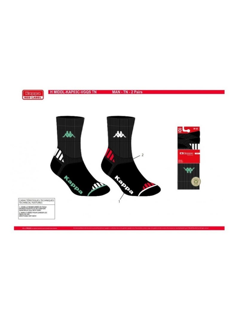 Calcetines Hombre KAPPA CREW SPORT - Pack de 6 Negro - Kiabi