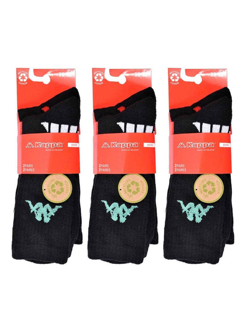 Calcetines Hombre KAPPA CREW SPORT - Pack de 6 Negro - Kiabi
